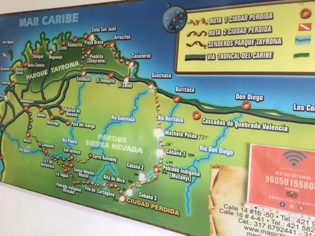 De route: Lost City trek vanuit Machete Pelao